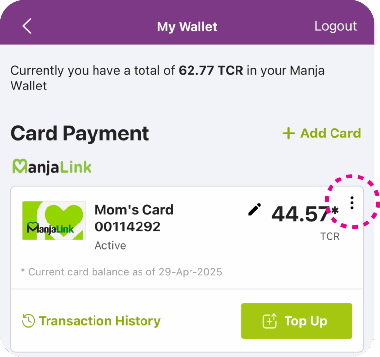 Step 1 New feature - Unlink Card